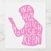 JJs silhouette housekeeping quote in pastelroze Wijn Etiket (Enkel label)