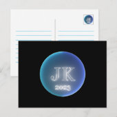 JK 2023 Blauwe Dubbele Kolom Lijn Aangepaste Tekst Briefkaart (Voorkant / Achterkant)