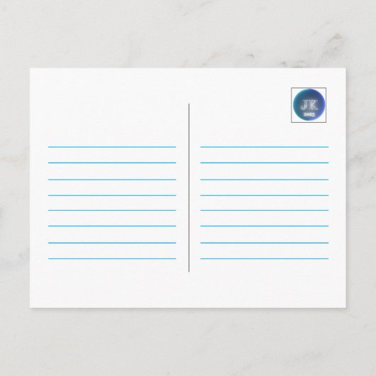 JK 2023 Blauwe Dubbele Kolom Lijn Aangepaste Tekst Briefkaart (Achterkant)
