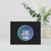 JK 2023 Blauwe Dubbele Kolom Lijn Aangepaste Tekst Briefkaart (Staand voorkant)