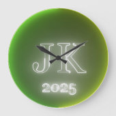 JK 2025 Green Yellow Wall Clock Grote Klok (Voorkant)
