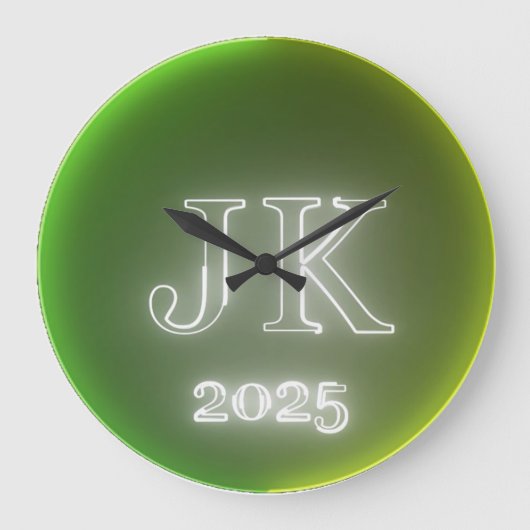 JK 2025 Green Yellow Wall Clock Grote Klok (Voorkant)