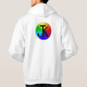 JK-kleurenwiel logo witte dop Hoodie (Achterkant)