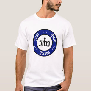 JMJ: Jezus, Maria, Jozef Logo (blauw) T-shirt
