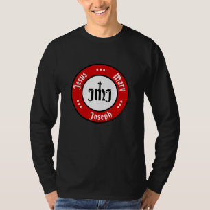 JMJ: Jezus, Maria, Jozef Logo (rood) T-shirt