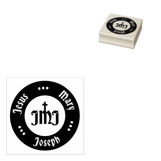 JMJ: Jezus, Maria, Jozef Logo Rubberstempel (Gestempeld)