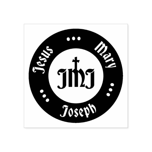 JMJ: Jezus, Maria, Jozef Logo Rubberstempel (Afrduk)