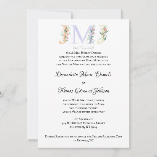 JMJ Katholieke Weddenschap Uitnodiging (Voorkant)