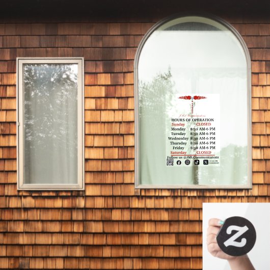 JML Communications Hours of Operation Window Cling Raamsticker (Huis Raam)