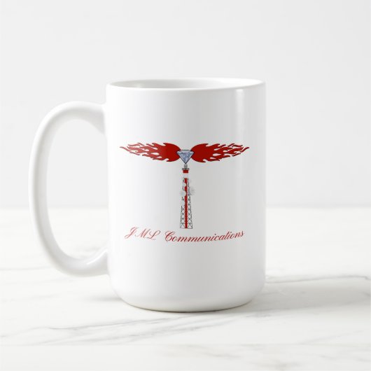 JML Communications Tower-Logo Koffiemok (Links)
