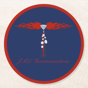 JML Communications Tower Logo Ronde Kartonnen Onderzetter