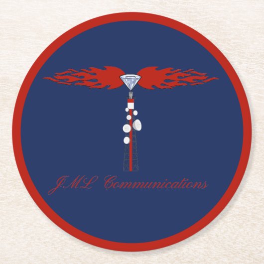 JML Communications Tower Logo Ronde Kartonnen Onderzetter (Voorkant)