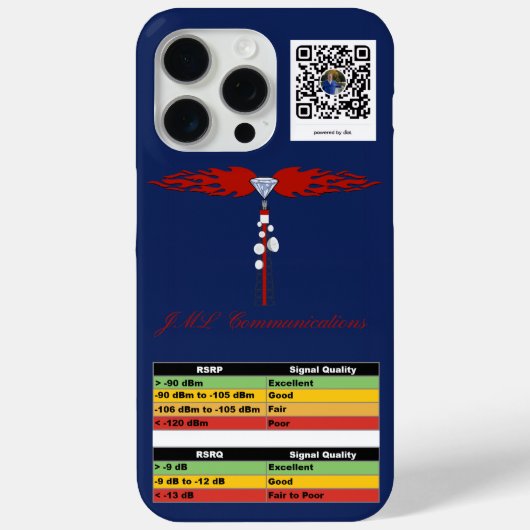 JML Communications Tower Logo & RSRP Signaalsterkt Case-Mate iPhone Case (Achterkant)
