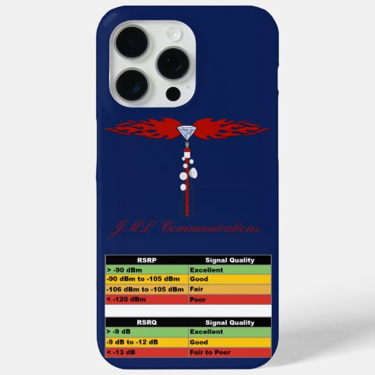 JML Communications Tower Logo & RSRP Signaalsterkt Case-Mate iPhone Case (Achterkant)