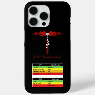 JML Communications Tower Logo & RSRP Signal Streng iPhone 15 Pro Max Hoesje