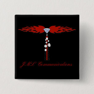 JML Communications Tower-Logo Vierkante Button 5,1 Cm
