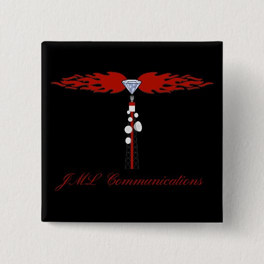 JML Communications Tower-Logo Vierkante Button 5,1 Cm (Voorkant)