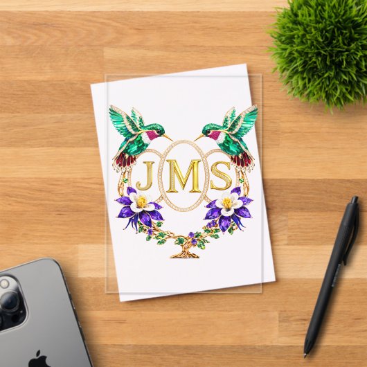 JMS Hummingbird Any Letters Custom Wedding Acryl Uitnodigingen (Insitu (Uitnodiging))