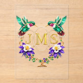 JMS Hummingbird Any Letters Custom Wedding Acryl Uitnodigingen (Voorkant)