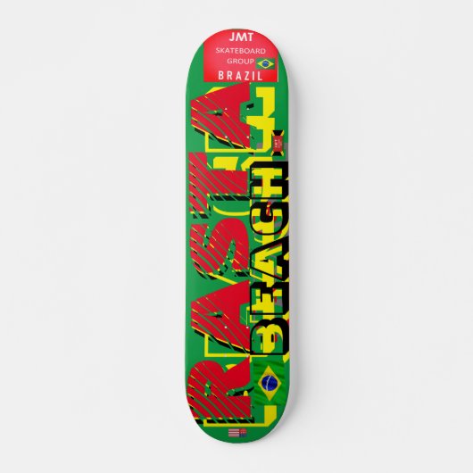 JMT BRAZIL RASTA BEACH 7 3/4" Skateboard Dek (Voorkant)