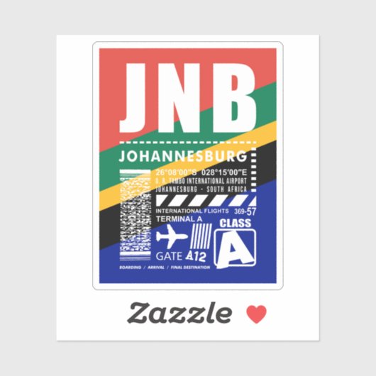JNB Johannesburg luchthaven Sticker (Vel)