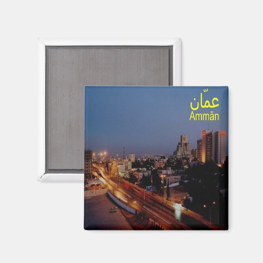 JO009 AMMAN 's nachts, Jordanië, Azië, Fridge Magneet (Voorkant / Achterkant)
