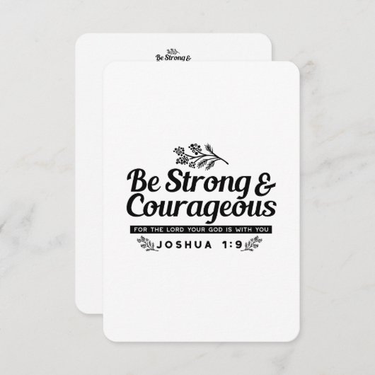 Jo 1:9 Bijbelvers Ontwerp – Wees sterk en moedig Bedankkaart (Voorkant / Achterkant)