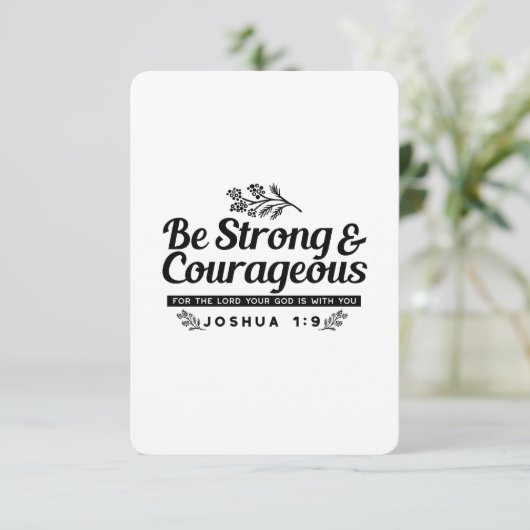 Jo 1:9 Bijbelvers Ontwerp – Wees sterk en moedig Bedankkaart (Staand voorkant)
