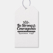 Jo 1:9 Bijbelvers Ontwerp – Wees sterk en moedig Cadeaulabel (Voorkant)