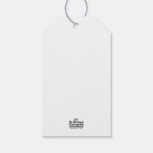 Jo 1:9 Bijbelvers Ontwerp – Wees sterk en moedig Cadeaulabel (Achterkant)