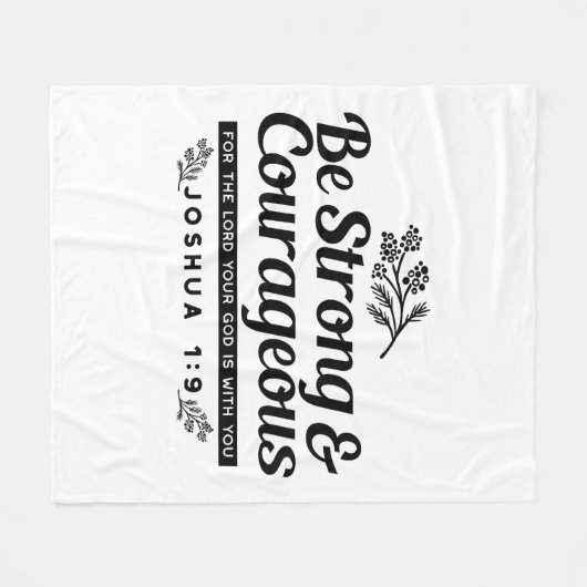 Jo 1:9 Bijbelvers Ontwerp – Wees sterk en moedig Fleece Deken (Voorkant (Horizontaal))