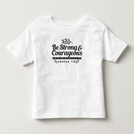 Jo 1:9 Bijbelvers Ontwerp – Wees sterk en moedig Kinder Shirts (Voorkant)