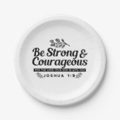 Jo 1:9 Bijbelvers Ontwerp – Wees sterk en moedig Papieren Bordje (Voorkant)