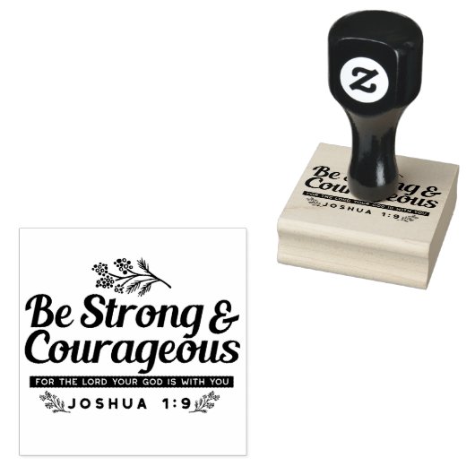 Jo 1:9 Bijbelvers Ontwerp – Wees sterk en moedig Rubberstempel (Gestempeld)