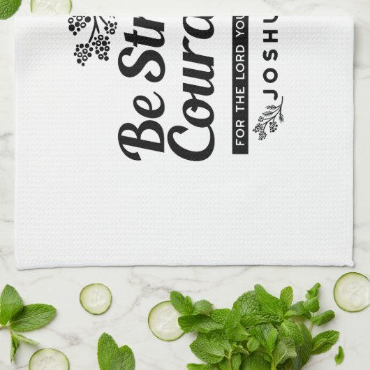 Jo 1:9 Bijbelvers Ontwerp – Wees sterk en moedig Theedoek (Gevouwen)