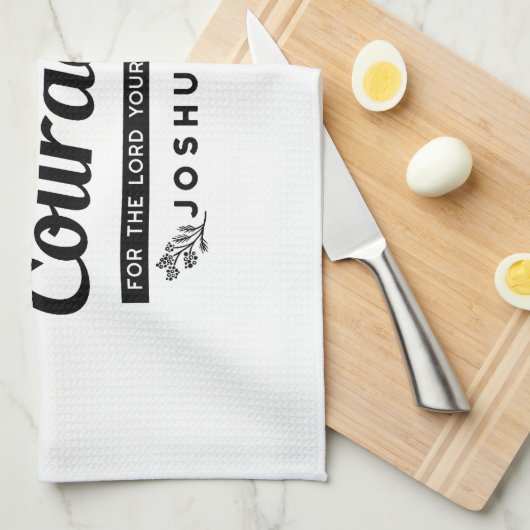 Jo 1:9 Bijbelvers Ontwerp – Wees sterk en moedig Theedoek (Quarter Fold)