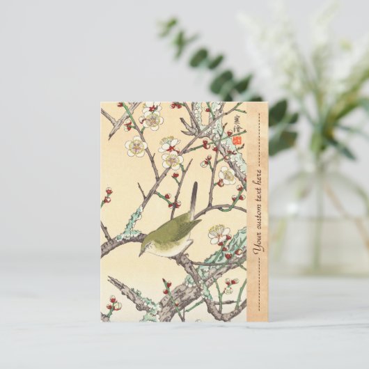 Jo Bird op Plum Branch shin hanga japanse kunst Briefkaart (Staand voorkant)