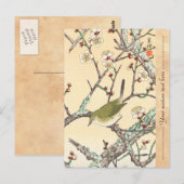 Jo Bird op Plum Branch shin hanga japanse kunst Briefkaart (Voorkant / Achterkant)