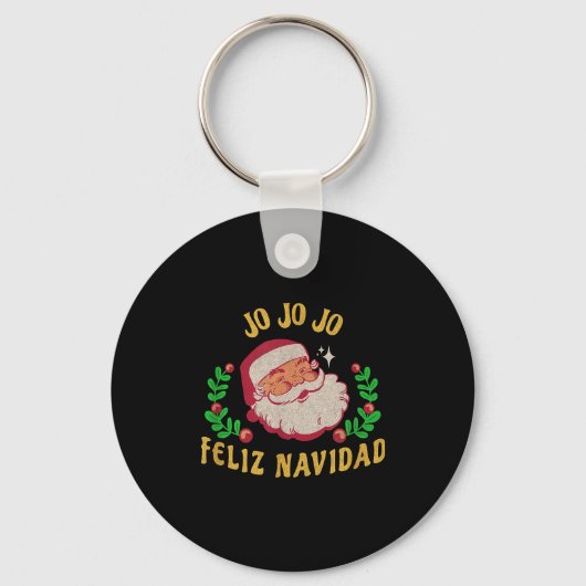 Jo Jo Jo Feliz Navidad Santa Christmas In Spanish Sleutelhanger (Voorkant)