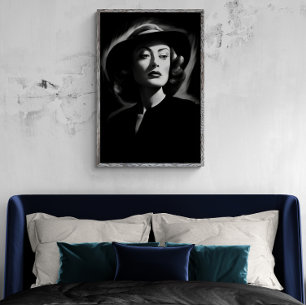 Joan Crawford noir, zwart-wit print poster