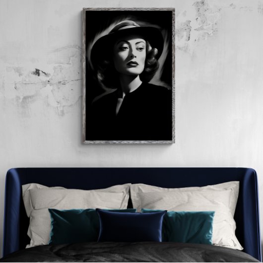 Joan Crawford noir, zwart-wit print poster