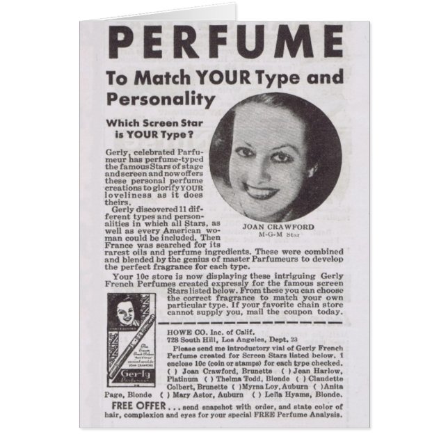 JOAN CRAWFORD Perfume-advertentie (Voorkant)