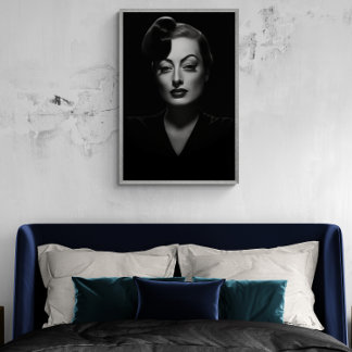 Joan Crawford zwart-wit, oude vintage poster