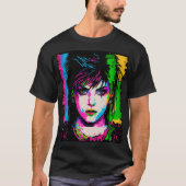 Joan Jett Homage Rainbow Neon Rock Star T-Shirt (Voorkant)