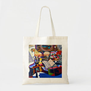 Joan Miro Horse Pipe en Red Flower Tote Bag