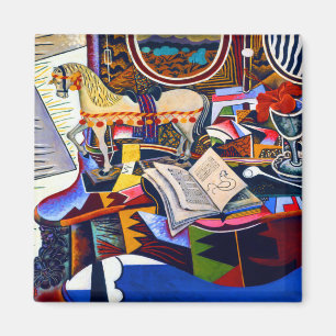 Joan Miro Paard Pijp en Rode Bloem Magneet