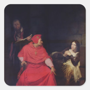Joan of Arc en de kardinaal van Winchester Vierkante Sticker