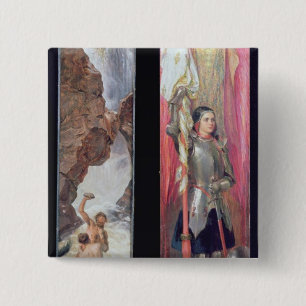 Joan of Arc, jaren 1890 Vierkante Button 5,1 Cm
