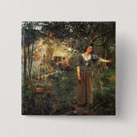 Joan of Arc van Jules Bastien Lepage Vierkante Button 5,1 Cm (Voorkant)