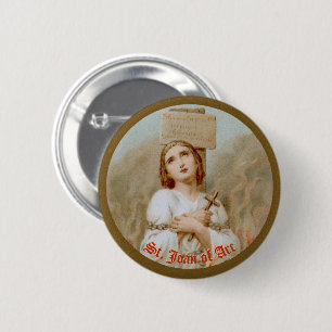 Joan van Arc die op de brandstapel verbrand wordt  Ronde Button 5,7 Cm